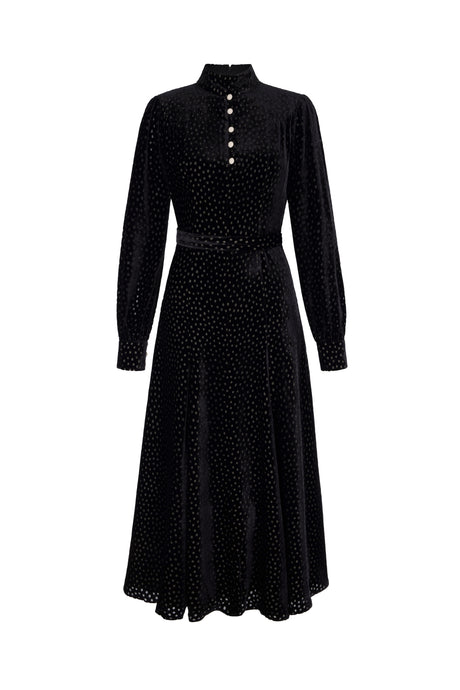 Biarritz Dress Black Polka Dot Velvet