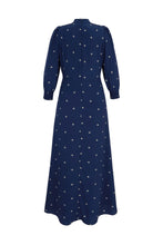 Load image into Gallery viewer, Gabriella Tea Dress Navy Pearl Daisy Dot