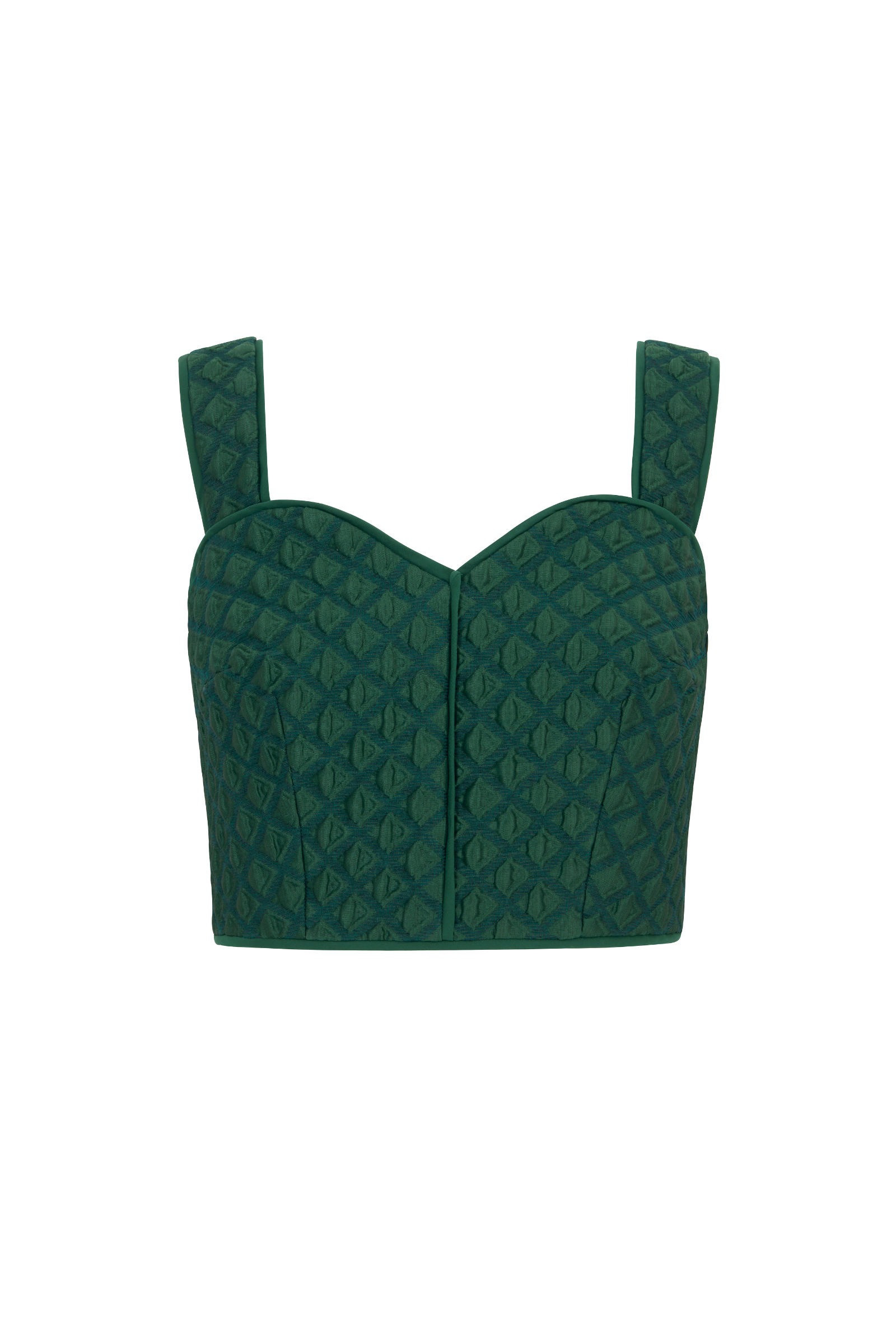 Remy Structured Bodice Top Forest Green Diamond Cloqué