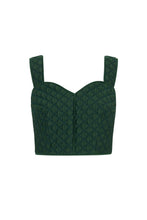 Load image into Gallery viewer, Remy Structured Bodice Top Forest Green Diamond Cloqué