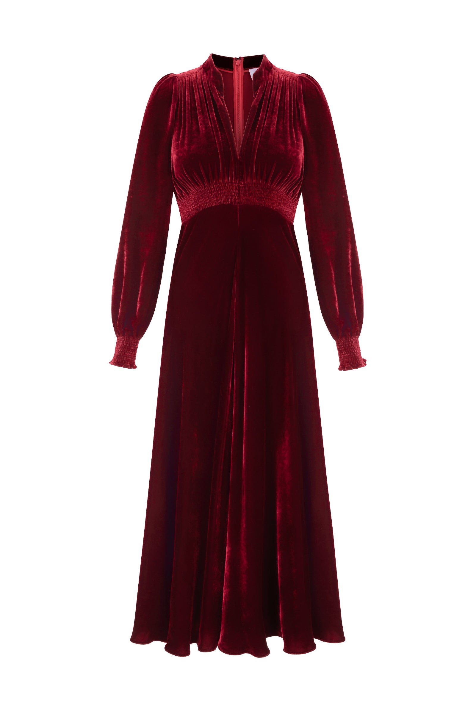 Velvet Grandad Dress Ruby