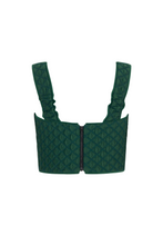 Load image into Gallery viewer, Remy Structured Bodice Top Forest Green Diamond Cloqué
