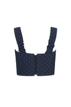 Load image into Gallery viewer, Remy Structured Bodice Top Navy Diamond Cloqué