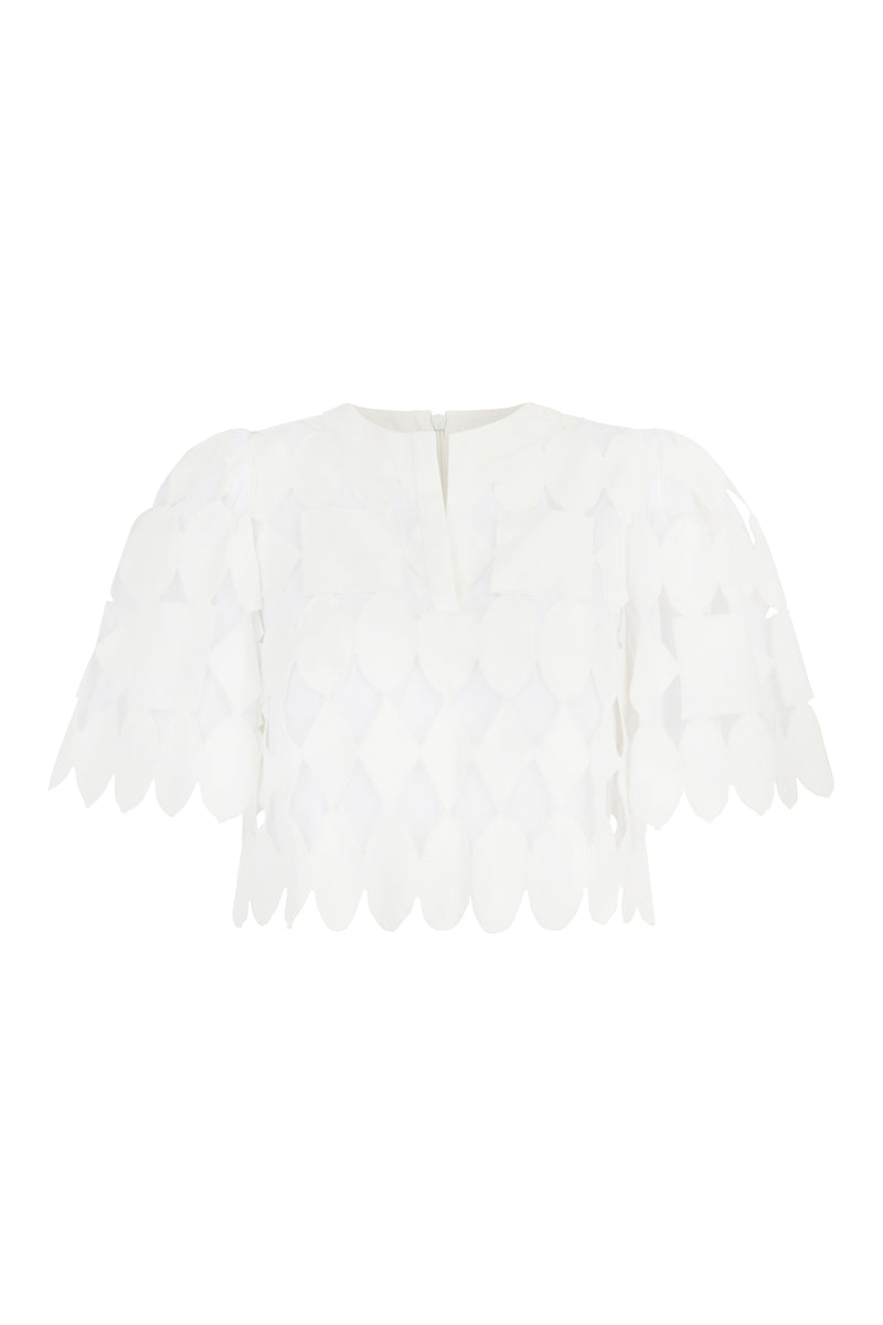 Rae Top White Geometric Lace