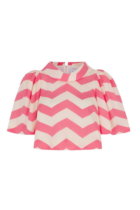 Palm Beach Clara Top Pink Chevron Silk