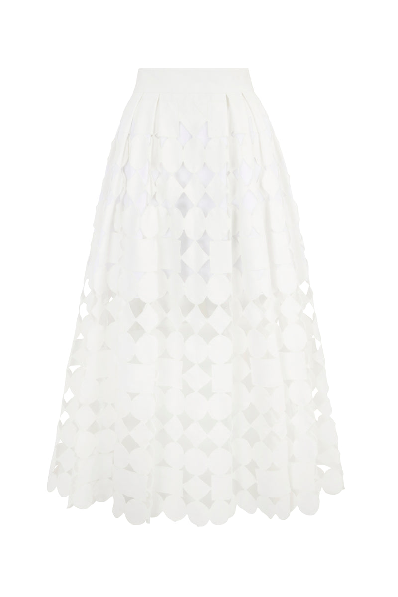 Rae Skirt White Geometric Lace