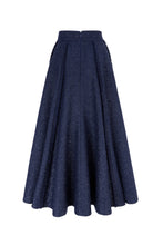 Load image into Gallery viewer, Zelda Full Skirt Metallic Navy Tweed