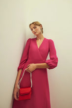 Load image into Gallery viewer, Clemmie Dress Wool Crepe Raspberry