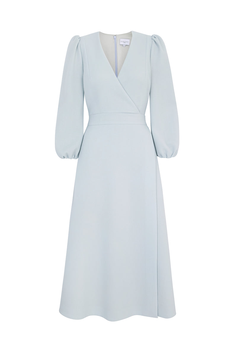 Clemmie Dress Wool Crepe Eucalyptus | Suzannah London