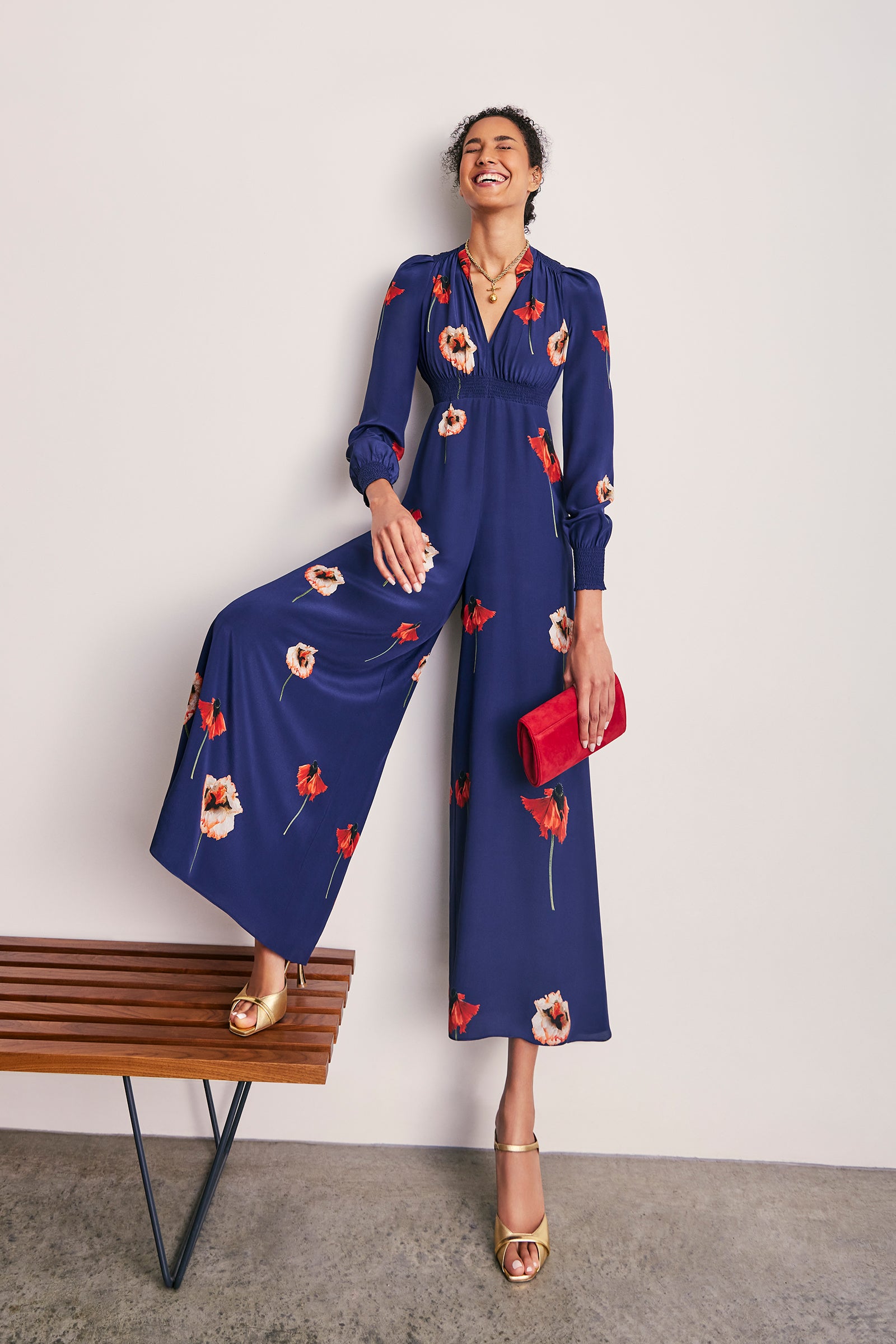 Silk Printed Jumpsuit Deconstructed Poppies x Rachel Levy