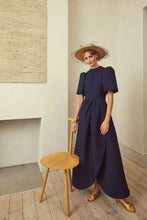 Load image into Gallery viewer, Delphine Dress Navy Cloqué