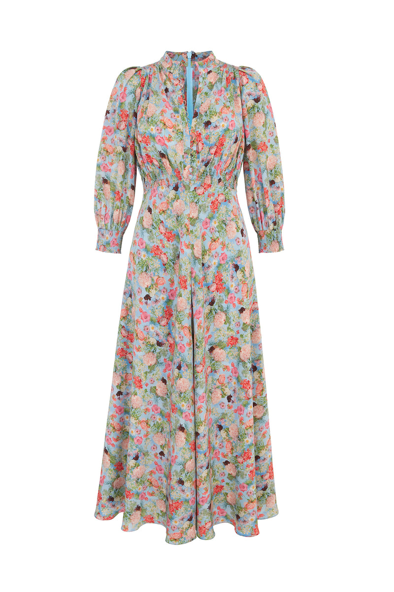 Gabriella Silk Tea Dress | Floral Print |Luxury Midi Dresses | Suzannah ...