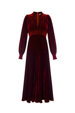 Load image into Gallery viewer, Velvet Grandad Dress Ruby