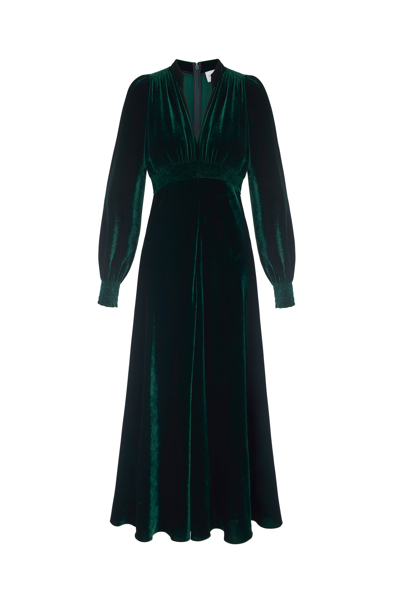 Velvet Grandad Dress | Forest Green | Suzannah London