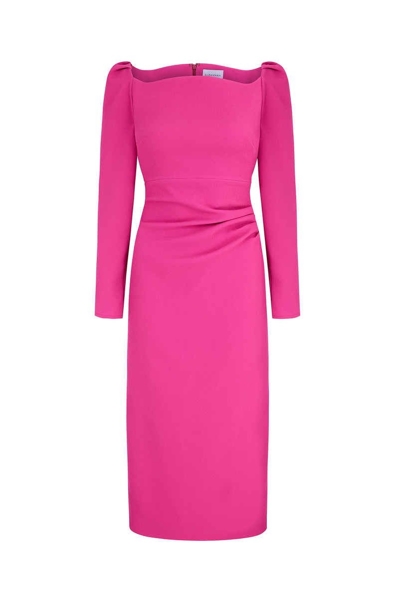 Halley Dress Stretch Crepe Hot Pink