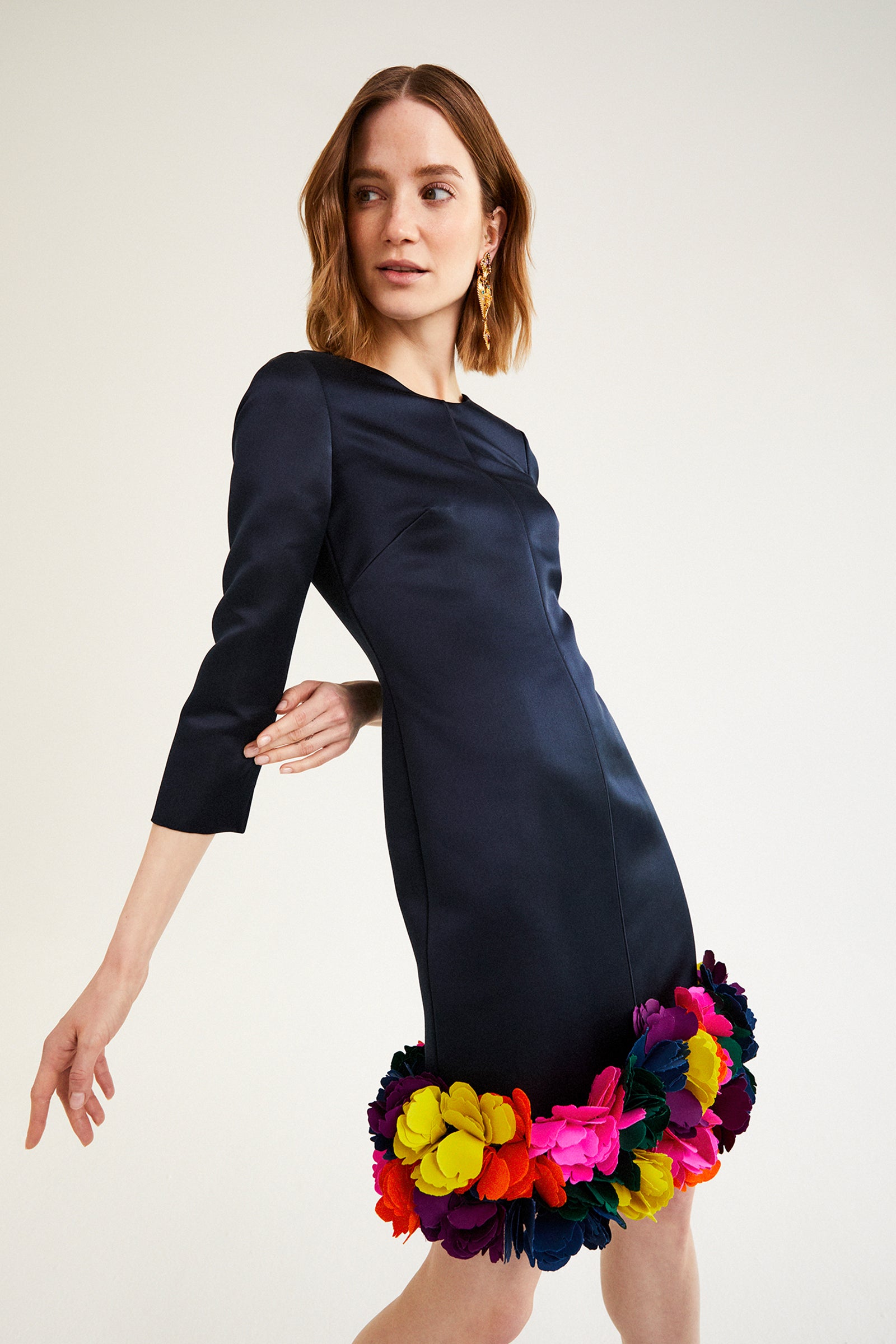 Jean Petals Shift Dress Navy