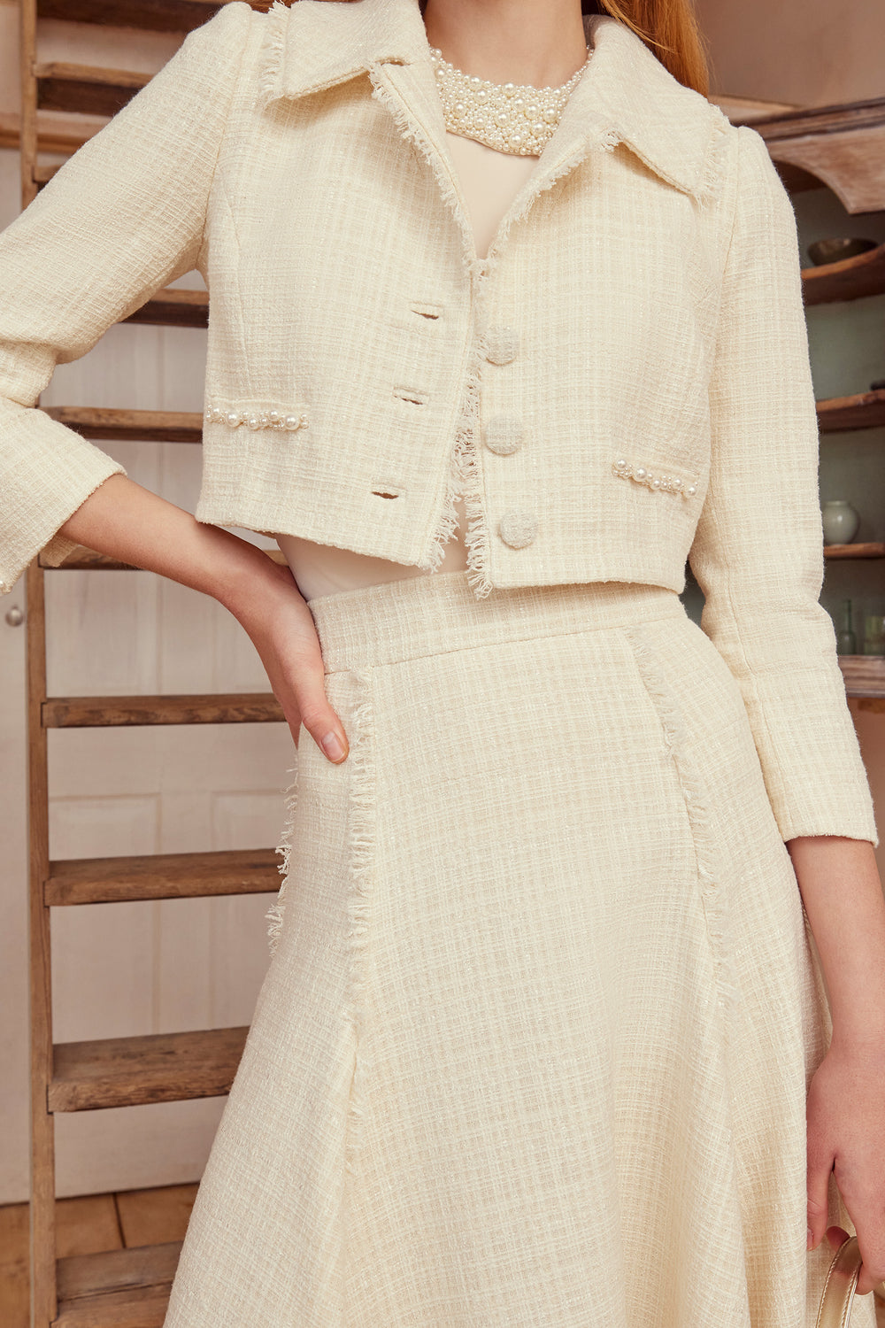 Tweed skirt clearance cream