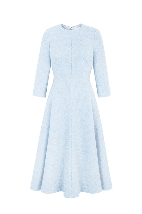 Lucy Midi Dress Light Blue Metallic Tweed