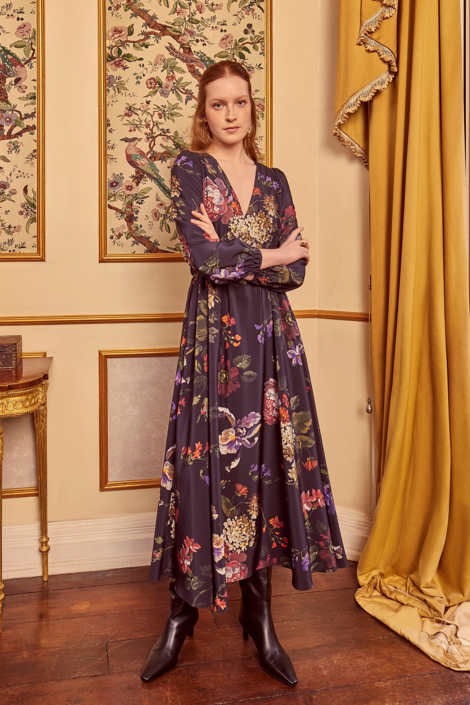 Lydia Dress Silk Painterly Floral