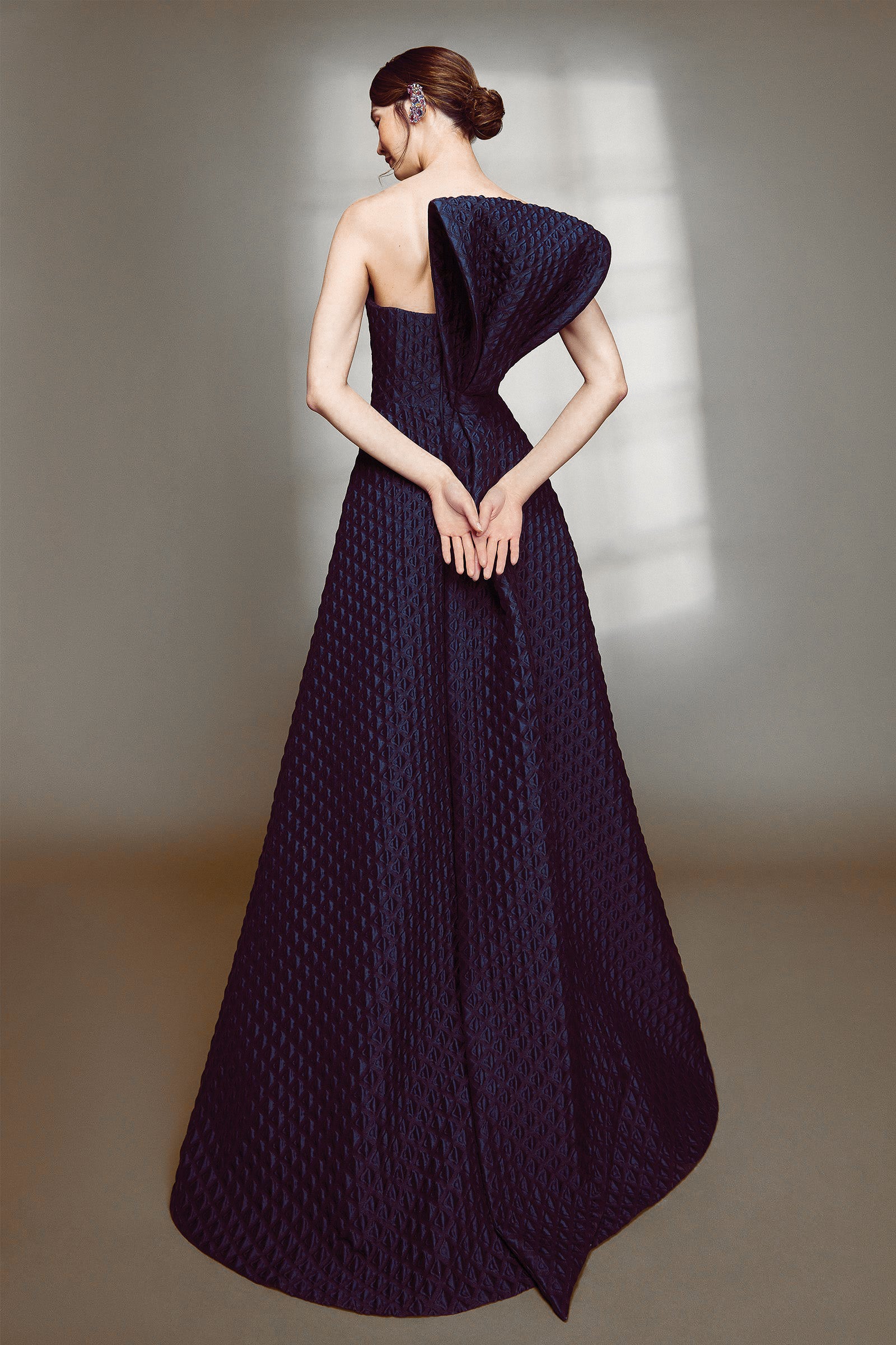 Sculpted Bow Couture Gown Navy