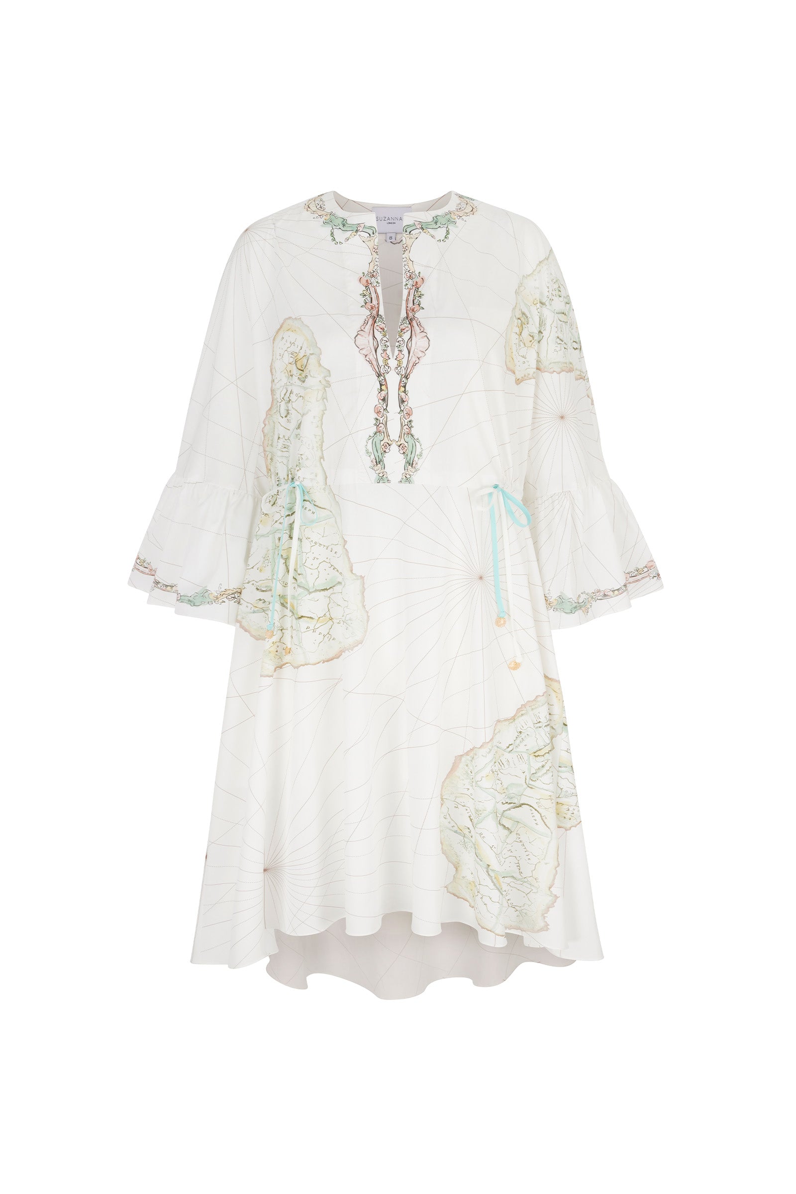 Barbados Maps Cotton Kaftan Dress