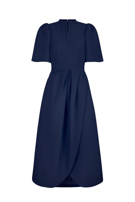 Delphine Dress Navy Cloqué