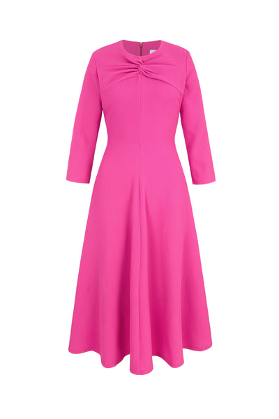 Ophelia Dress Stretch Crepe Hot Pink Suzannah London