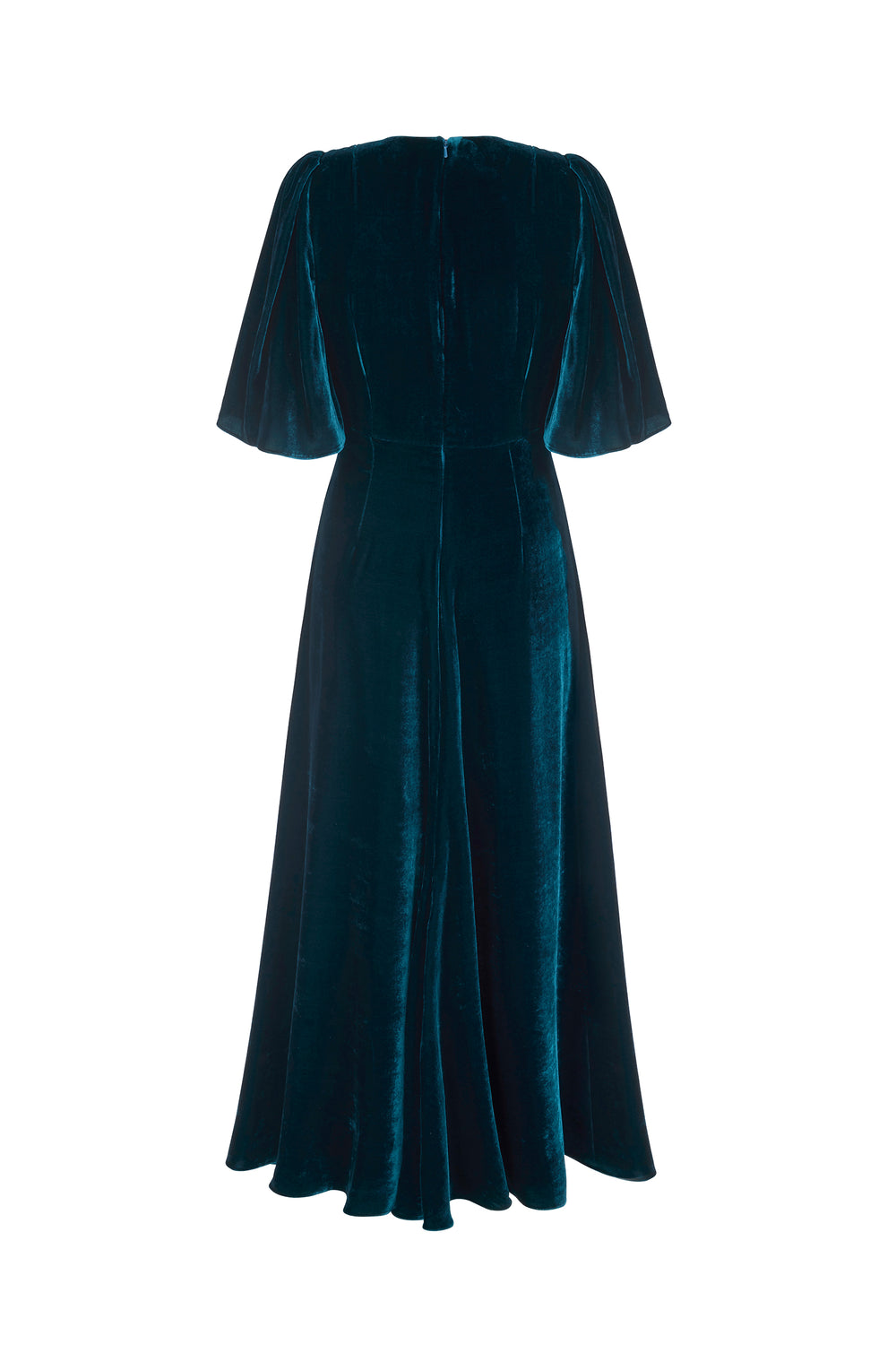 Paige Midi Dress | Peacock Velvet | Suzannah London