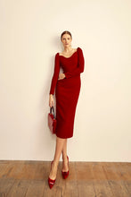 Load image into Gallery viewer, Piper Dress Ruby Cloqué