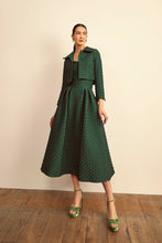 Load image into Gallery viewer, Remy 50s Midi Skirt Forest Green Diamond Cloqué