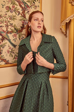 Load image into Gallery viewer, Remy Structured Bodice Top Forest Green Diamond Cloqué