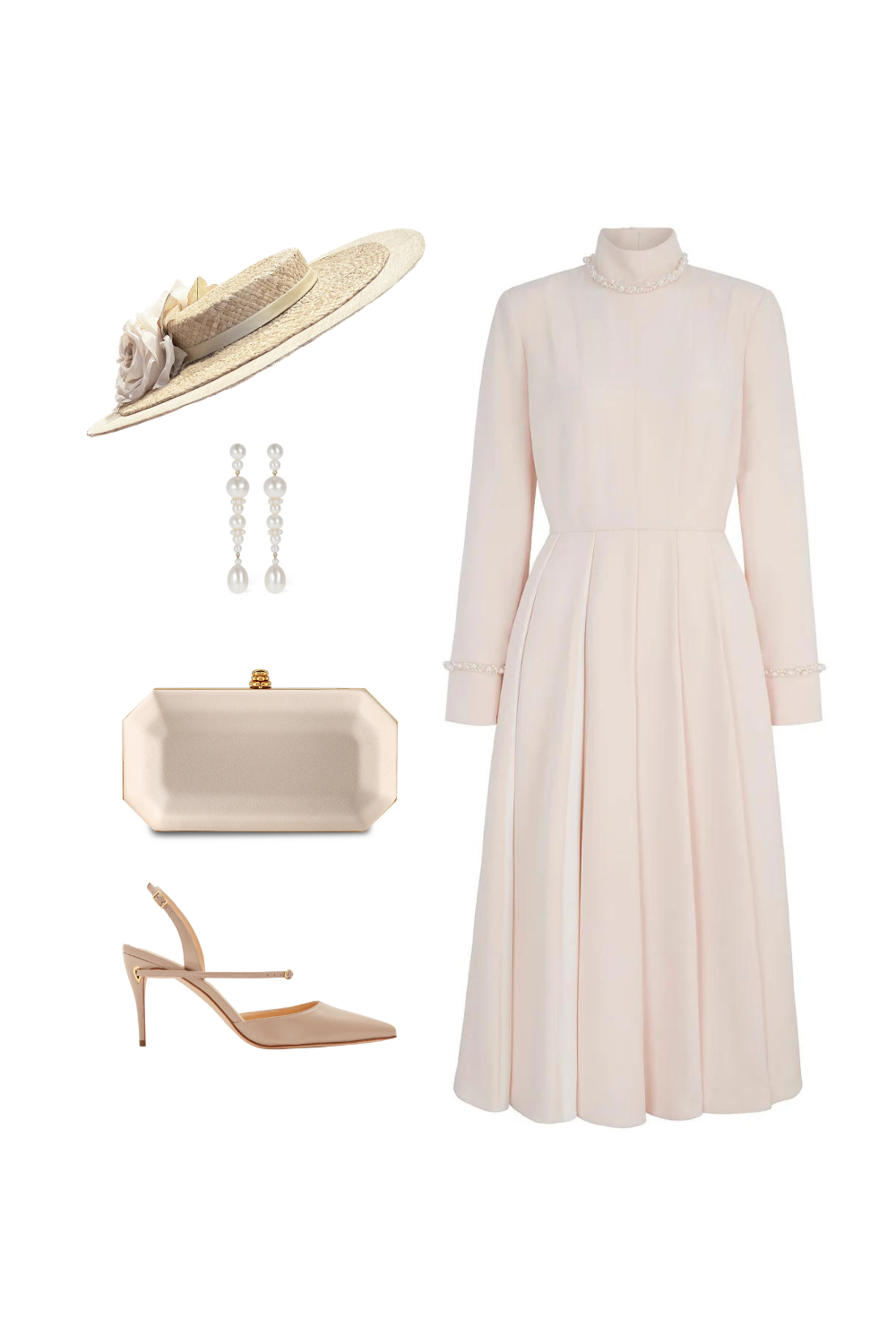 Adelyn Dress Blush and Pearl Silk Cady