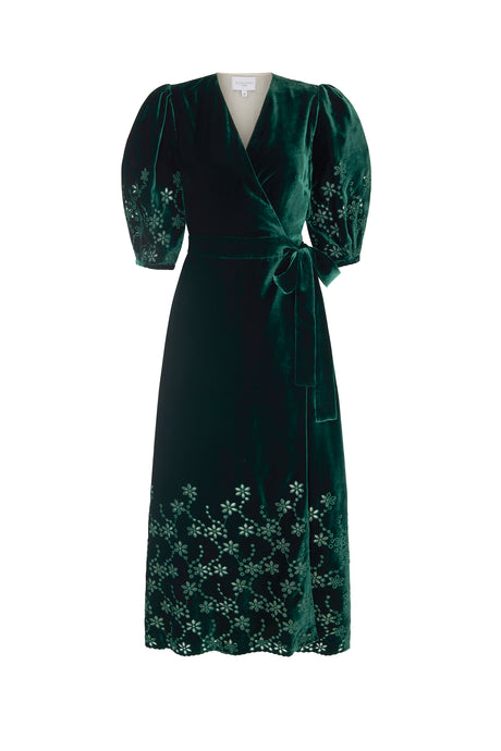 Vermont Wrap Dress Emerald Cut Work Velvet