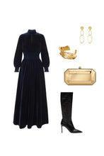 Load image into Gallery viewer, Kumiko Dress Navy Velvet