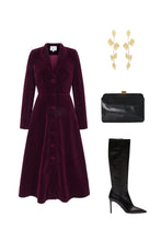 Load image into Gallery viewer, Louisa Coat Dress Sustainable Plum Velvet