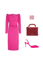 Load image into Gallery viewer, Halley Dress Stretch Crepe Hot Pink