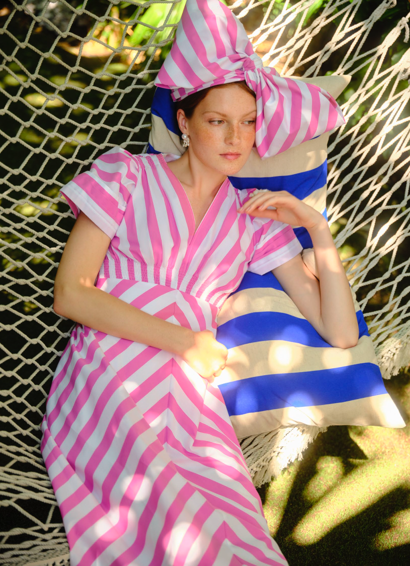 Cotton Tea Dress Pink Stripes