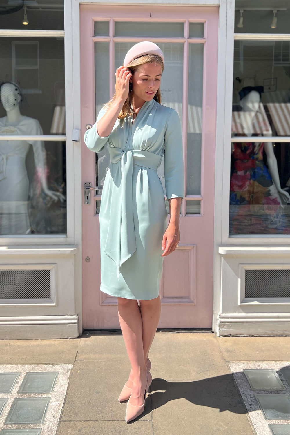 Luxury Crepe Silk | London Dress – Green 1940s Suzannah Dress Tea Sage Midi | Silk
